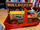 Nice1940 s Marx Tin Litho Caterpillar Diesel Wind Up  Bulldozer Tractor With Box