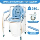 Portable Rollator Commode Chair With Dual Brakes indoor Toilet Chair For Elderly