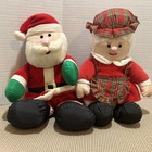 Gibson Greetings Santa Claus   Mrs Claus Plush Velvet Nylon Christmas Vtg