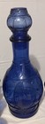 Hazel Atlas Cobalt Blue Ring O Rings Decanter With 6 Glasses - Excel Condition