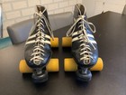 Vtg Riedell 265 Roller Skates Sz 7 5 Black W stripes Metaflex Dragster Wheels