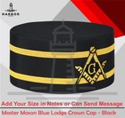  master Mason Blue Lodge Crown Cap Black With Double Braid New Masonic Freemason
