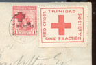      Trinidad   Tobago 1915 Cover With Red Cross On Fraction Label  Overprint