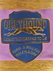 Greyhound Bus Driver Hat Badge  leave The Driving To Us  Polished Gold  blue Vtg