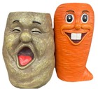 Anthropomorphic Veggies - Carrot   Potato - Cast Resin Planters 6      7    High