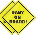 Cute Baby On Board Reflective Car Magnet 2 Pack - Eye-catching Safety Signs