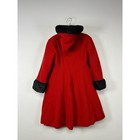Vintage Holiday Rothschild Kids Size 6 Red Wool Hooded Faux Fur Trim Coat C56329
