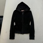 Juicy Couture Women s Black Velour Tracksuit Set Zip-up Hoodie   Pant Size M l