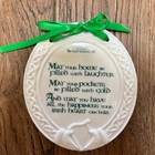 Irish Blessing Ceramic Hanging Plaques Set Of 2 Celtic Knot Harp Claddagh Decor