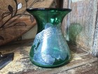 Isle Of Wight Glass Vase Rare Vintage Azurene Green Gold   Silver Leaf Inclusion