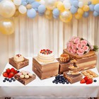 6 Pack Wooden Display Risers square Wood Cake dessert Stands For Buffet party