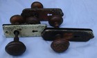 Antique Victorian Ornate Brass Copper Door Knobs Back Plate Set  3 Sets 
