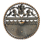 Antique Button Large Brass Button With Woman Head Cut Steel Stars Hummingbirds