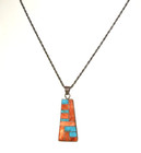 Native American Sterling Silver Pendant Coral   Turquoise W  18 Inch Chain