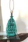 Vtg Mcm Quartite Creative Corp Ceramic Drip Glazed Blue Green - Large Table Lamp