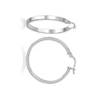 925 Sterling Silver Square Flat Hoop Earrings   35mm In Diameter   3mm Wide 
