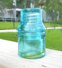 Super Short Amber Swirled Light Aqua Cd 130 Cal Elec Works Glass Insulator