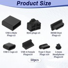 50 Pcs Usb Cover Cap  Silicone Anti Dust Plugs Charging Port Protector Stoppers