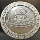 Sterling Silver Las Vegas 1967 Golden Nugget  5 Casino Gaming Token  1732 