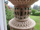 Vintage 1970 s Hanging Macrame 5  Handmade Art With Green Beads Boho