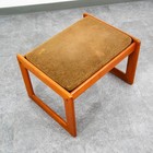Mid Century Danish Modern Ottoman Stool Brown Tan Fabric Rectangular Footrest