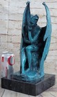 Devil Satan Lucifer Demon Gargoyle Hell Throne Bronze Sculpture Statue Rare Art