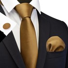 Solid Color Formal Necktie Pocket Square Cufflinks Set For Men With Gift Box