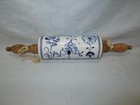 Vintage Blue Danube Blue Onion Porcelain Ceramic Rolling Pin W  Wood Handles