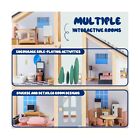 Large Wooden Doll House For Kids Ages 3   Sturdy Modern Family Dollhouse Kit    