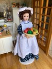 1 12 Dollhouse Miniature Porcelain Victorian Female Doll    the Cook    Apron Bonnet