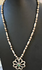 Vintage Navajo Silver Sandcast 24  Necklace Handmade Bench Beads   Turquois 40g
