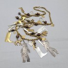 Vintage Mexican Folk Art Necklace Cowboys Indians Figural Dangling Charms 30 