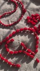 Vintage Czech Glass Beads Ruby Red Faceted Oval 129pc 2 Sizes 6x9mm 3 5x5mm