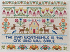 Lovely Vintage 1970 s Cross Stitch Embroidery Sampler  the Man Worthwhile 