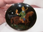 Artist Signed Round Hand Painted Russian Enamel Trinket Box 3 1 4  Rd X 1 1 4  T