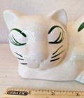 Ceramic Cat White Kitten Figurine Closed Eyes Hand-painted Vintage 8x3x5   