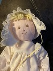 Vtg Saks Fifth Avenue 15    Eden Toys Pink Plush Cloth Rag Doll White Dress Bonnet