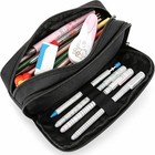 Jet Black  Large Pencil Pouch For School And Office Supplies