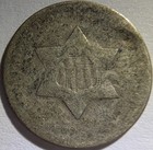      1851 Silver Trime Three Cent Piece Type I Us Coin - Fish Scale