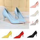 3  Classic Pumps Plain Slim Heels Pointy Party Blue Women Work Court Shoes Plus
