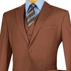 Vinci Men s Cognac 3-piece 2-button Classic-fit Suit - New