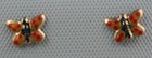 Solid 14k Yellow Gold Orange Enamel Butterfly Stud Earrings Childrens Baby 