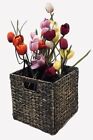 Brown Woven Hyacinth Cube Storage Bin Basket Organizer With Handles  Pack Of 1