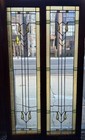 Wonderful Pair Of Prairie Style Stained Glass Windows Cabinet Doors Circa 1910