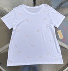 Nwt Michael Kors Women   s T-shirt Top White Gold  Studded Logo Sz S