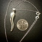 Italian Horn Necklace 925 Sterling Silver 18in Cornicello Pendant Chain