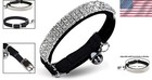 Elegant Safe Cat   Small Dog Collar - Adjustable Velvet With Bling Bells  11in