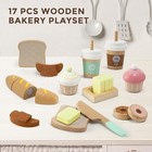 17 Pcs Wooden Bakery Toy Food Playset For Kids  Pretend Picnic Play Food For    