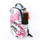 Sprayground Shark Poetry Dlxsv Leather Backpack Zippered Unisex Plaid Pink Gray