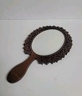 Vintage Carved Wooden Handheld Mirror Vanity Mirror 13 5in 